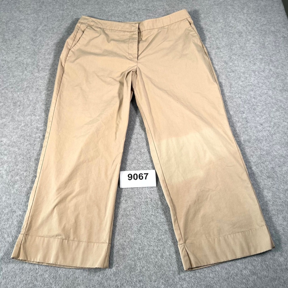 New York & Company Dress Pants Womens 12 Regular Beige Cotton Stretch Flat Front